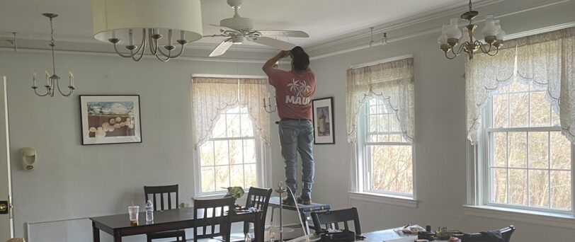 New Light Fixtures being installed in the dining room