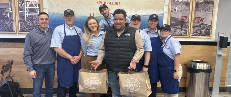 In the attached picture (left to right): Matt Goyette, franchise owner of Jersey Mike's Portsmouth, with staff members Rob LaBonte, Sydney Lessard, and Rich Auger, Chase Home Chef Andre Owens, and Jersey Mike's Portsmouth staff Chris Boucas, Bella Anzalone, and Kim Lennon.
